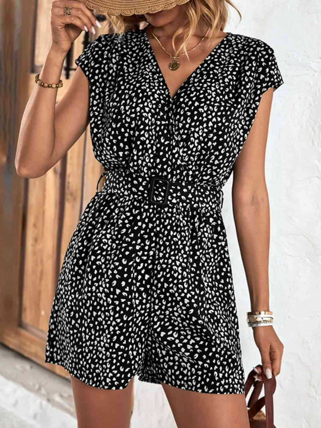 Animal Print Belted Romper-Hundredth, Ship From Overseas-Leopard-S-[option4]-[option5]-[option6]-Womens-USA-Clothing-Boutique-Shop-Online-Clothes Minded