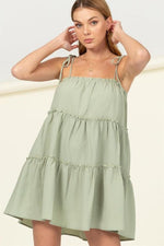 Better Days Tie-Strap Tiered Mini Dress-Casual Dresses, Contemporary-SAGE-M-[option4]-[option5]-[option6]-Womens-USA-Clothing-Boutique-Shop-Online-Clothes Minded
