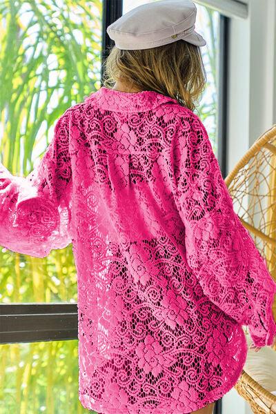BiBi Oversize Button Up Long Sleeve Lace Shacket-BiBi, Ship from USA-FUCHSIA-S-[option4]-[option5]-[option6]-Womens-USA-Clothing-Boutique-Shop-Online-Clothes Minded