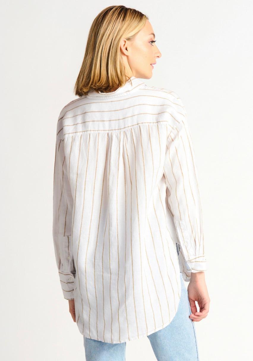 Button Front Oversized Linen Blend Striped Shirt-110 Long Sleeve Tops-Max Retail, sale, Sale Top, Striped Button Up, Striped Button Up Blouse, Striped Oversized Top-[option4]-[option5]-[option6]-Womens-USA-Clothing-Boutique-Shop-Online-Clothes Minded
