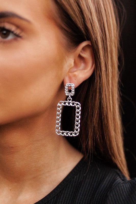 Chain Dangle Earrings-180 Jewelry-Chain Dangle Earrings, Chain Dangles, Gold Chain Earrings, Max Retail, Rectangular Drop Chain Earrings, Silver Chain Earrings-[option4]-[option5]-[option6]-Womens-USA-Clothing-Boutique-Shop-Online-Clothes Minded