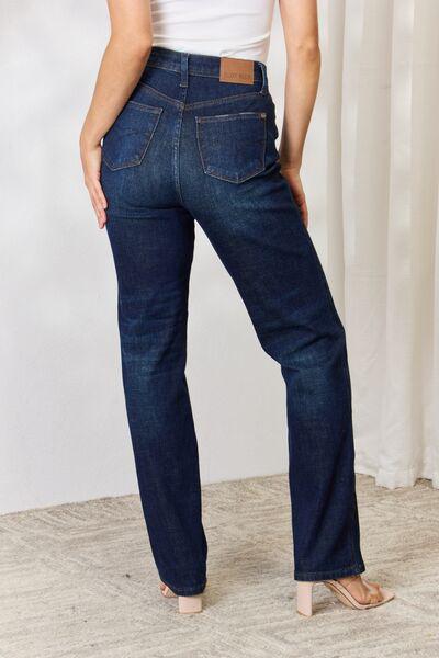 Judy Blue Button-Fly Straight Jeans-Judy Blue, Ship from USA-Dark-0(24)-[option4]-[option5]-[option6]-Womens-USA-Clothing-Boutique-Shop-Online-Clothes Minded