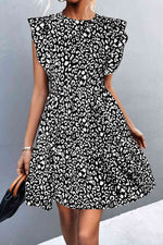 Leopard Round Neck Mini Dress-Ship From Overseas, YO-Black-S-[option4]-[option5]-[option6]-Womens-USA-Clothing-Boutique-Shop-Online-Clothes Minded