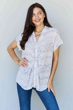 ODDI Full Size Floral Paisley Print Twist Tunic Top-ODDI, Ship from USA-Taupe Grey-S-[option4]-[option5]-[option6]-Womens-USA-Clothing-Boutique-Shop-Online-Clothes Minded