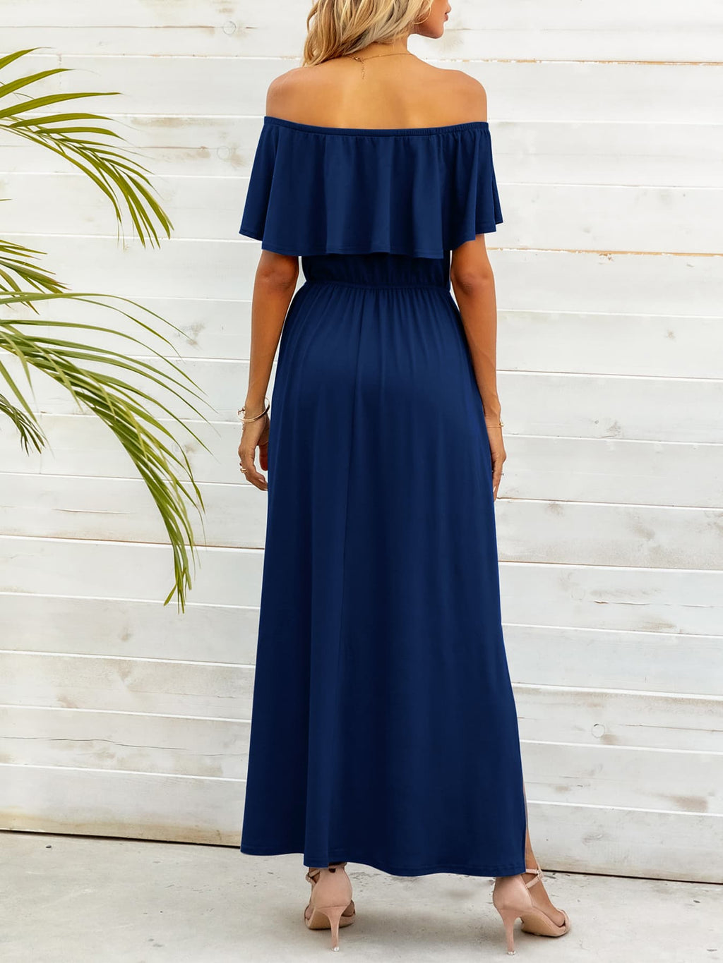 Off-Shoulder Slit Maxi Dress-Putica, Ship From Overseas, Shipping Delay 09/29/2023 - 10/04/2023-Dark Navy-M-[option4]-[option5]-[option6]-Womens-USA-Clothing-Boutique-Shop-Online-Clothes Minded