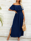 Off-Shoulder Slit Maxi Dress-Putica, Ship From Overseas, Shipping Delay 09/29/2023 - 10/04/2023-[option4]-[option5]-[option6]-Womens-USA-Clothing-Boutique-Shop-Online-Clothes Minded