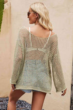 Openwork Round Neck Long Sleeve Cover Up-Ship From Overseas, Shipping delay February 2 - February 17, Yh-[option4]-[option5]-[option6]-Womens-USA-Clothing-Boutique-Shop-Online-Clothes Minded