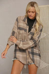 Plaid Cozy Button Up Top-110 Long Sleeve Tops-Plaid Button Up, Plaid Top, Tops-Small-Taupe-[option4]-[option5]-[option6]-Womens-USA-Clothing-Boutique-Shop-Online-Clothes Minded