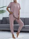 Round Neck Short Sleeve Top and Pants Set-Lounge Sets-Casual Sets, Comfy Set, Lounge Set, Matching Set, Romantichut, Ship From Overseas, Shipping Delay 09/29/2023 - 10/04/2023-Blush Pink-XS-[option4]-[option5]-[option6]-Womens-USA-Clothing-Boutique-Shop-Online-Clothes Minded