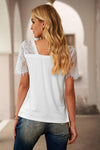 Side Lace V Neck T-Shirt-Ship From Overseas, SYNZ-[option4]-[option5]-[option6]-Womens-USA-Clothing-Boutique-Shop-Online-Clothes Minded
