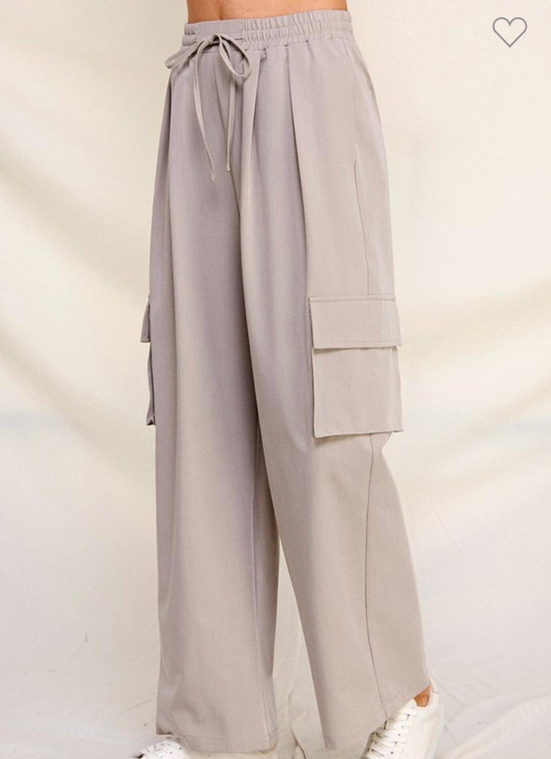 Smooth Twill Cargo Wide Leg Pleated Pants-160 Bottoms-Cargo Pants, Gray Pants, Max Retail, sale, Smooth Twill Cargo Wide Leg Pants-[option4]-[option5]-[option6]-Womens-USA-Clothing-Boutique-Shop-Online-Clothes Minded