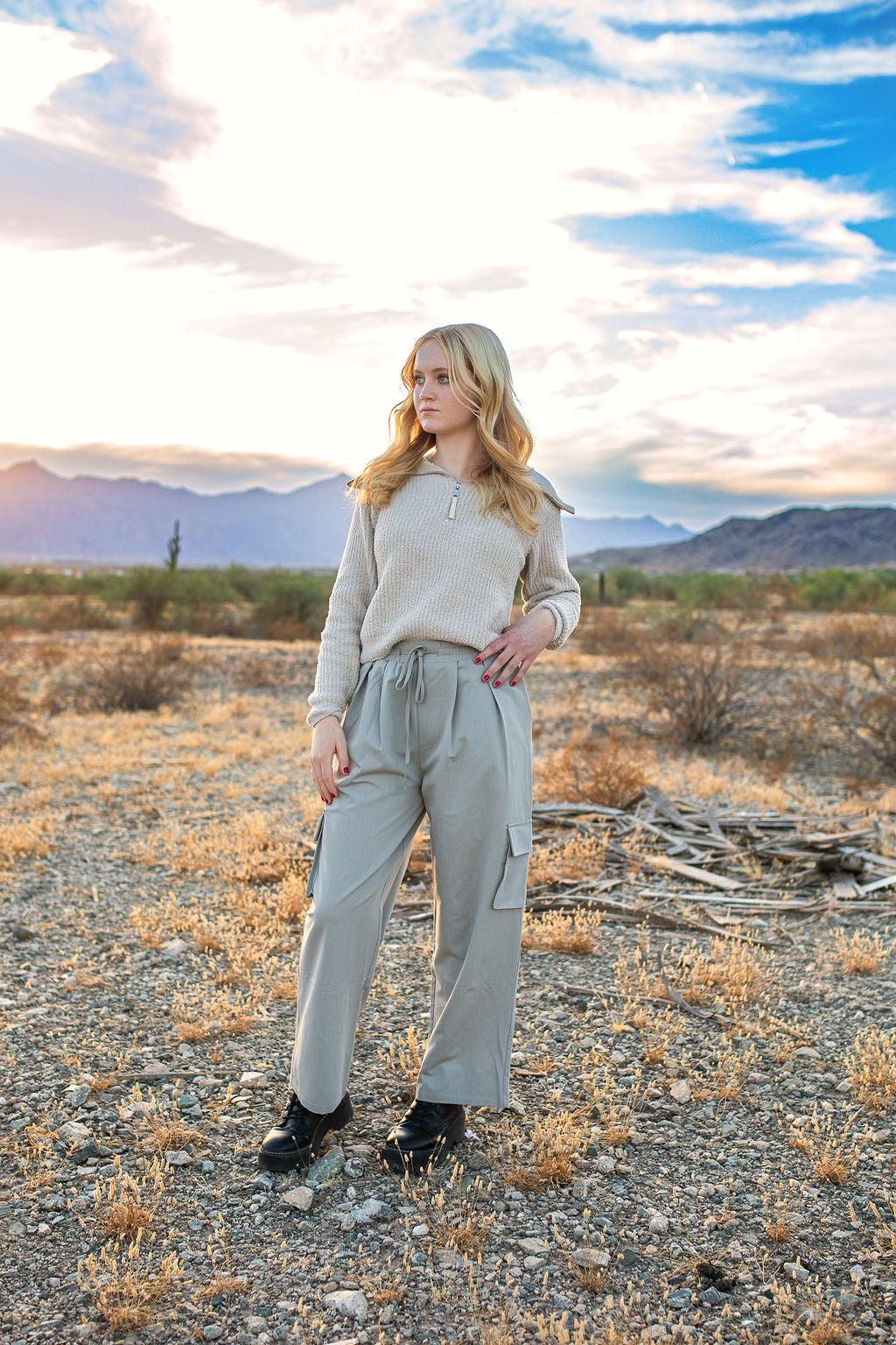 Smooth Twill Cargo Wide Leg Pleated Pants-160 Bottoms-Cargo Pants, Gray Pants, Max Retail, sale, Smooth Twill Cargo Wide Leg Pants-[option4]-[option5]-[option6]-Womens-USA-Clothing-Boutique-Shop-Online-Clothes Minded