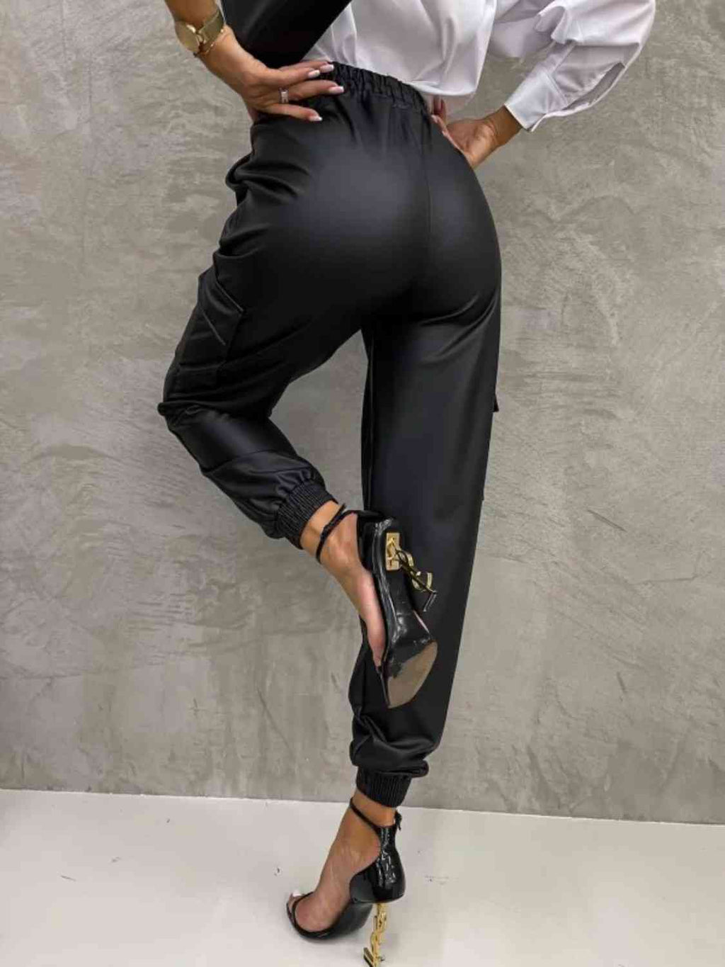 Tied High Waist Pants with Pockets-Bottoms-Bottoms, C@X@Y, Ship From Overseas-Black-S-[option4]-[option5]-[option6]-Womens-USA-Clothing-Boutique-Shop-Online-Clothes Minded