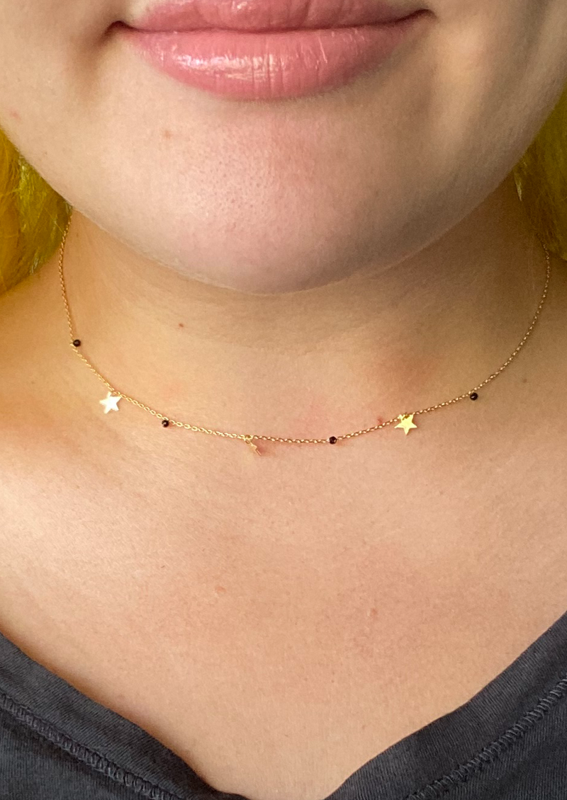 Tiny Stars Necklace-180 Jewelry-Accessories, jewelry, Max Retail, Necklace, Pink Collection, Stars Necklace, Tiny Stars Necklace-Black Beads-[option4]-[option5]-[option6]-Womens-USA-Clothing-Boutique-Shop-Online-Clothes Minded