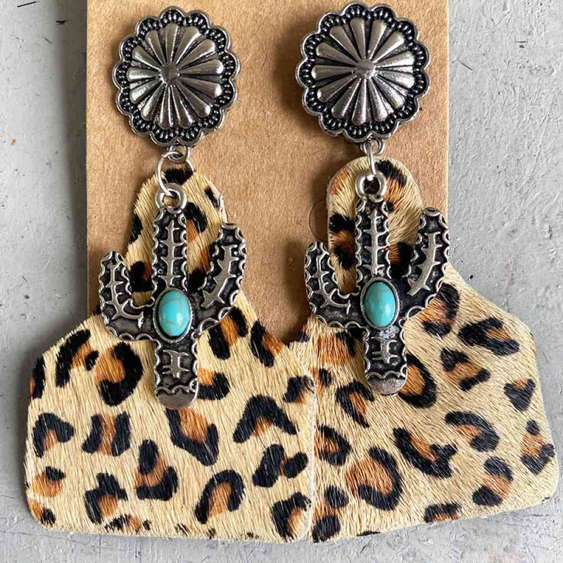 Turquoise Decor Cactus Alloy Earrings-Dangle & Drop Earrings-H.Y@F.J, Ship From Overseas-Style C-One Size-[option4]-[option5]-[option6]-Womens-USA-Clothing-Boutique-Shop-Online-Clothes Minded