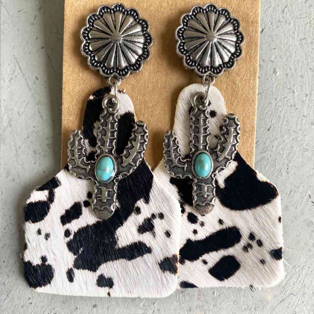 Turquoise Decor Cactus Alloy Earrings-Dangle & Drop Earrings-H.Y@F.J, Ship From Overseas-[option4]-[option5]-[option6]-Womens-USA-Clothing-Boutique-Shop-Online-Clothes Minded