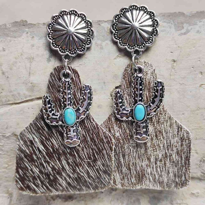 Turquoise Decor Cactus Alloy Earrings-Dangle & Drop Earrings-H.Y@F.J, Ship From Overseas-Style G-One Size-[option4]-[option5]-[option6]-Womens-USA-Clothing-Boutique-Shop-Online-Clothes Minded