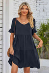 V-Neck Flounce Sleeve Tiered Dress-Dress-Black Dress, Boutique Dress, Dress, Mandy, Ship From Overseas-Navy-S-[option4]-[option5]-[option6]-Womens-USA-Clothing-Boutique-Shop-Online-Clothes Minded