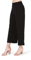 Wide Leg Black Ponte Cropped Pants-160 Bottoms-Black Pants, Elastic Waist Wide Leg Pants, Max Retail, Ponte Pants, sale, Wide Leg Pants-[option4]-[option5]-[option6]-Womens-USA-Clothing-Boutique-Shop-Online-Clothes Minded