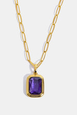 Zircon 18K Gold-Plated Geometrical Shape Pendant Necklace-H&S, Ship From Overseas, Shipping Delay 09/29/2023 - 10/04/2023-Purple-One Size-[option4]-[option5]-[option6]-Womens-USA-Clothing-Boutique-Shop-Online-Clothes Minded