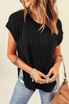 WBS Cable-Knit Side Slit Sweater Vest-Black-S-[option4]-[option5]-[option6]-Womens-USA-Clothing-Boutique-Shop-Online-Clothes Minded