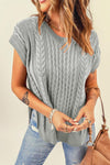 WBS Cable-Knit Side Slit Sweater Vest-Gray-S-[option4]-[option5]-[option6]-Womens-USA-Clothing-Boutique-Shop-Online-Clothes Minded