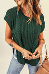 WBS Cable-Knit Side Slit Sweater Vest-Green-S-[option4]-[option5]-[option6]-Womens-USA-Clothing-Boutique-Shop-Online-Clothes Minded