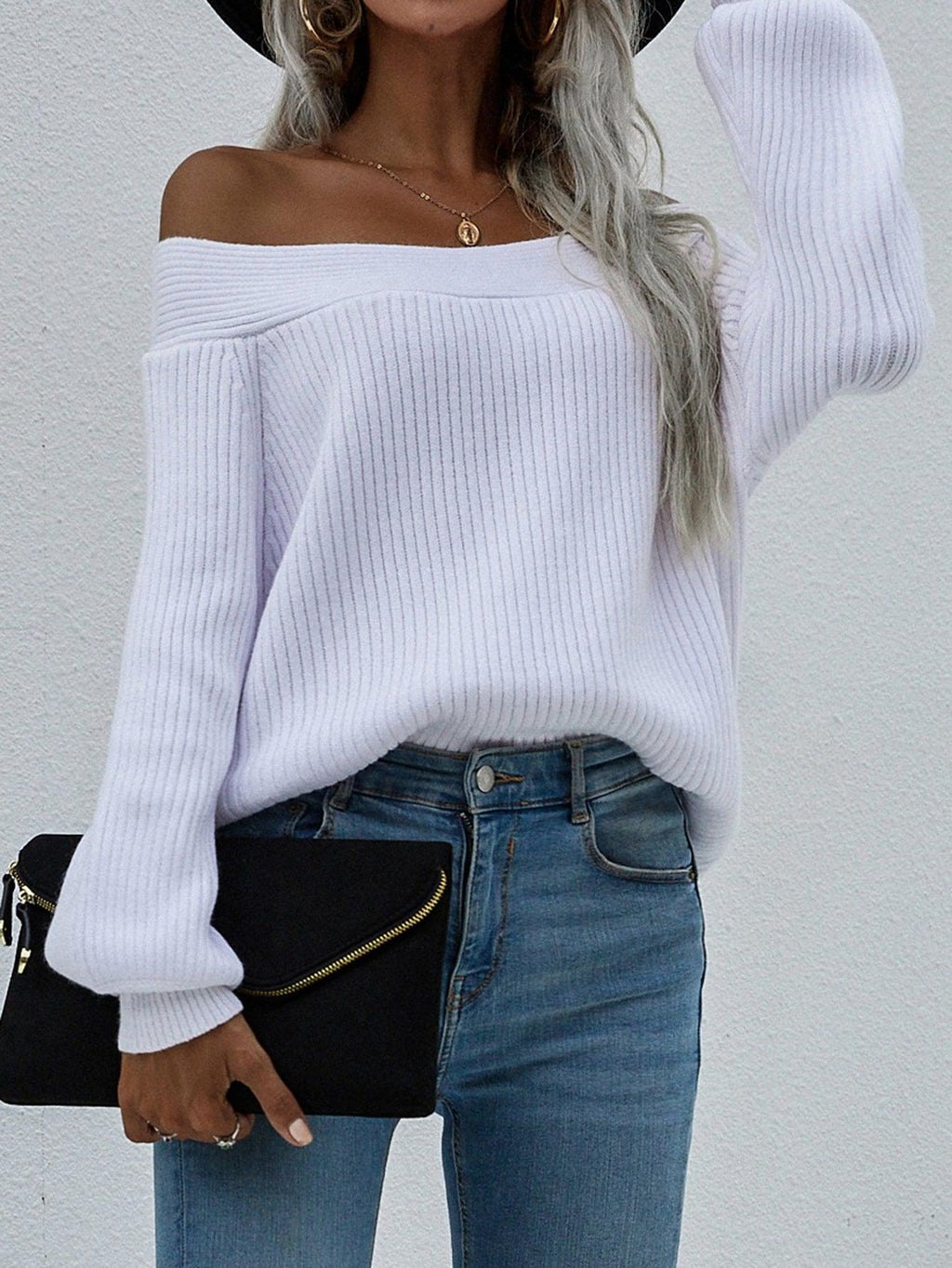 WBS Off-Shoulder Rib-Knit Sweater-Shipping Delay 01/12/2023 - 01/29/2023, ShippingDelay 01/12/2023 - 01/29/2023-White-S-[option4]-[option5]-[option6]-Womens-USA-Clothing-Boutique-Shop-Online-Clothes Minded
