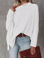 Waffle Knit White Slouchy Top