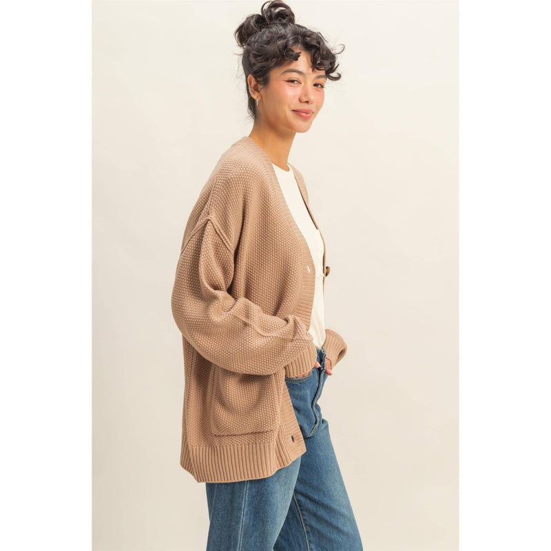 Button-Front Oversized Cardigan