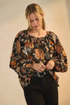 Floral Print Long-Sleeve Peasant Blouse