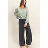 High Waist Drawstring Wide Leg Pants