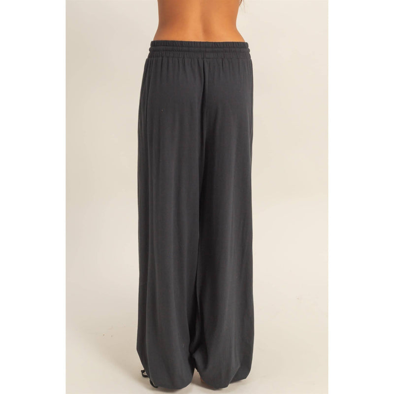 High Waist Drawstring Wide Leg Pants