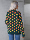 Maple Leaf Round Neck Long Sleeve Sweater