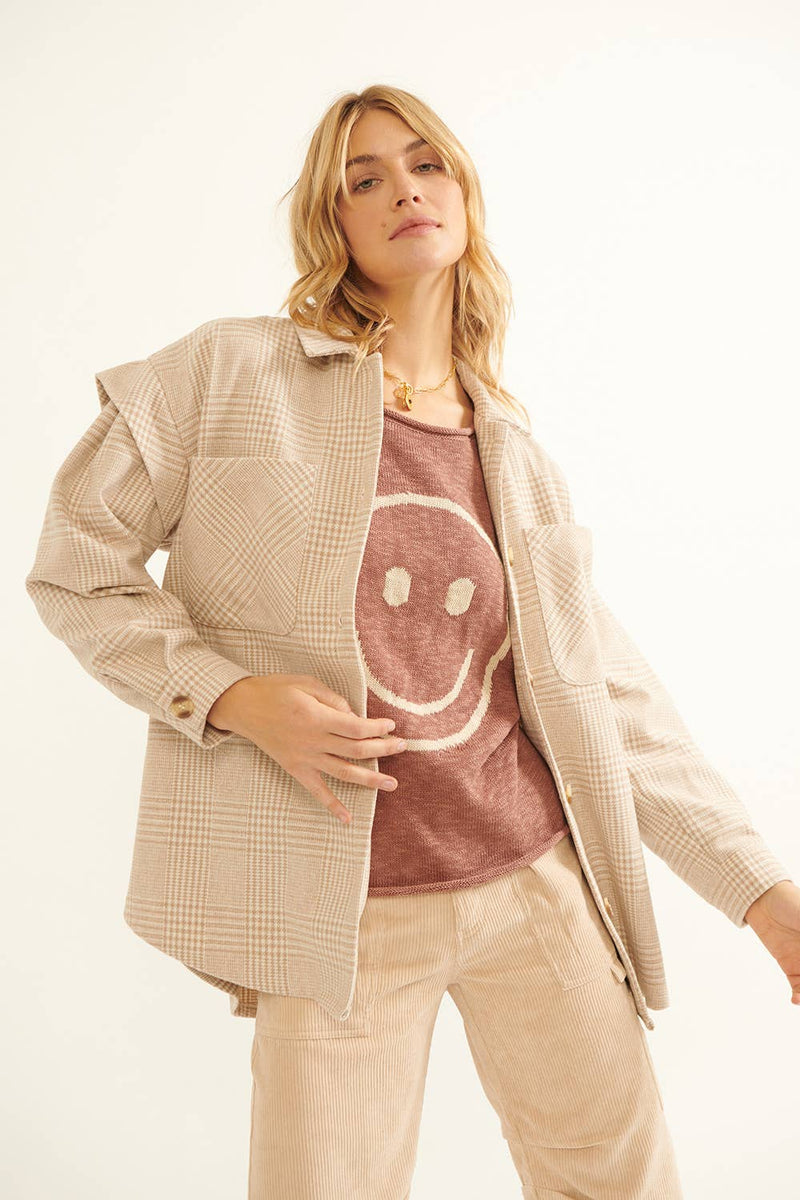 Plaid Collared Button Front Long Sleeve Shacket