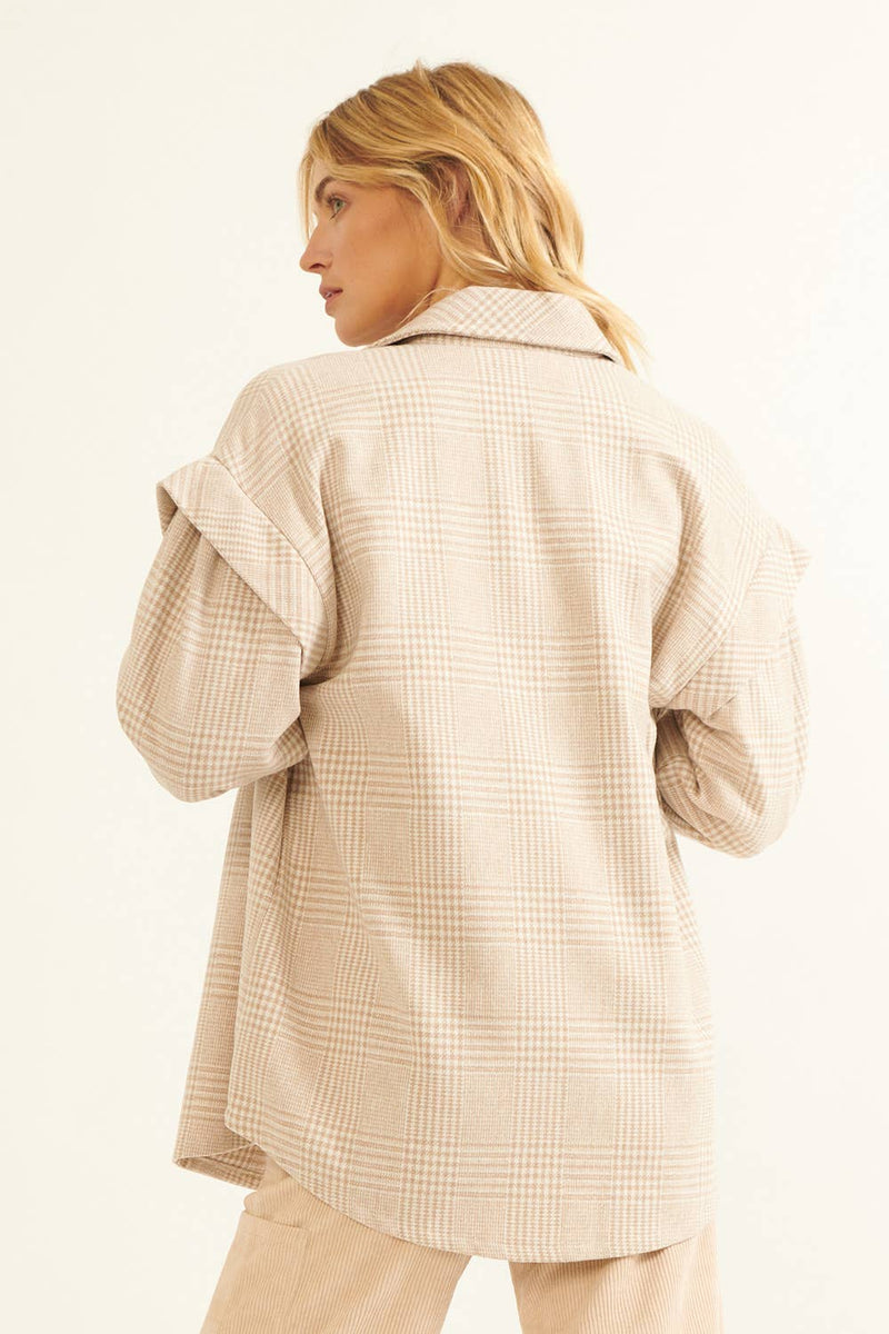 Plaid Collared Button Front Long Sleeve Shacket