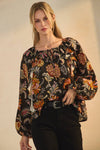 Floral Print Long-Sleeve Peasant Blouse