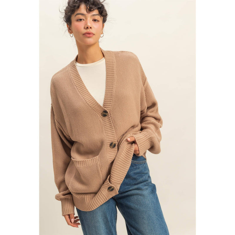 Button-Front Oversized Cardigan