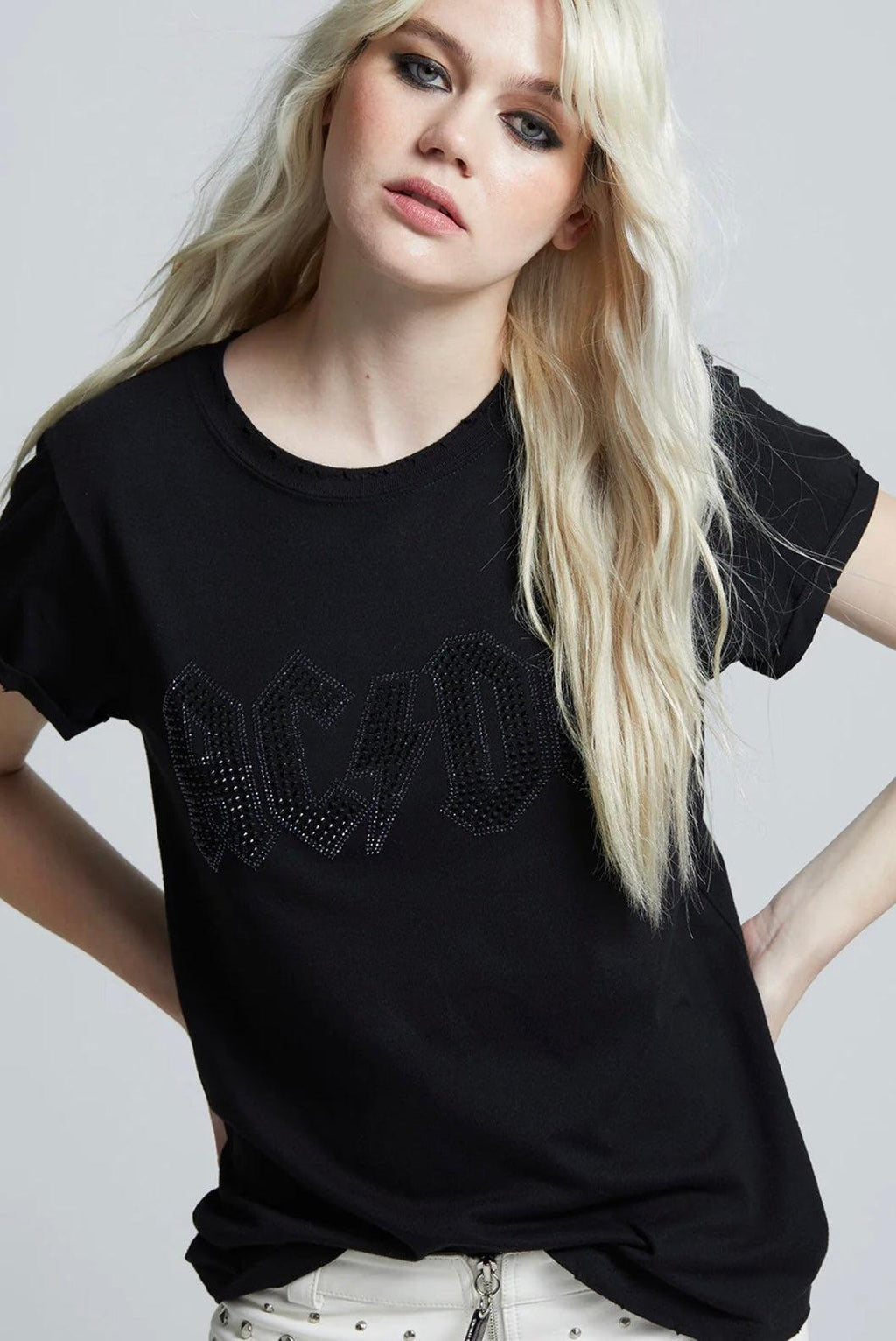 ACDC Rocker Tee-100 Short Sleeve Tops-ACDC Rocker Tee, ACDC Studded Tee, Black Concert Tee, Concert Tee, Max Retail-[option4]-[option5]-[option6]-Womens-USA-Clothing-Boutique-Shop-Online-Clothes Minded