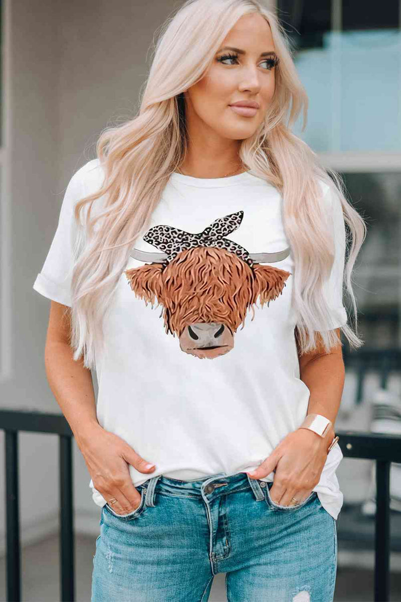 Animal Graphic Round Neck T-Shirt-Ship From Overseas, SYNZ-[option4]-[option5]-[option6]-Womens-USA-Clothing-Boutique-Shop-Online-Clothes Minded