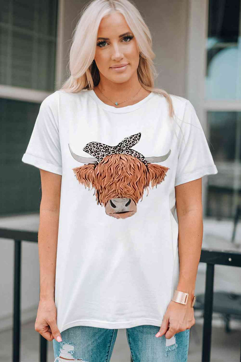 Animal Graphic Round Neck T-Shirt-Ship From Overseas, SYNZ-White-S-[option4]-[option5]-[option6]-Womens-USA-Clothing-Boutique-Shop-Online-Clothes Minded