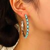 Artificial Turquoise C-Hoop Earrings-S.P., Ship From Overseas-[option4]-[option5]-[option6]-Womens-USA-Clothing-Boutique-Shop-Online-Clothes Minded