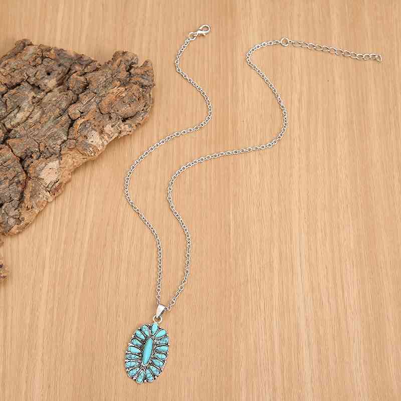 Artificial Turquoise Pendant Alloy Necklace-S.P., Ship From Overseas-Turquoise-One Size-[option4]-[option5]-[option6]-Womens-USA-Clothing-Boutique-Shop-Online-Clothes Minded