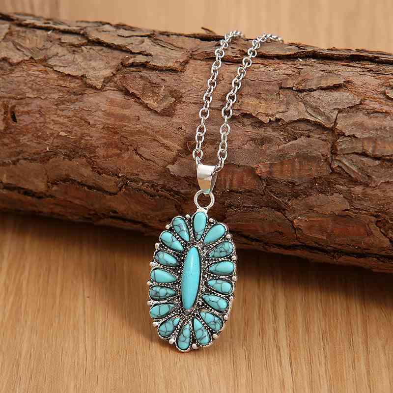 Artificial Turquoise Pendant Alloy Necklace-S.P., Ship From Overseas-Turquoise-One Size-[option4]-[option5]-[option6]-Womens-USA-Clothing-Boutique-Shop-Online-Clothes Minded