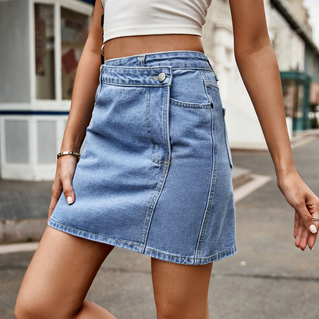 Asymmetrical Denim Mini Skirt-Skirt-Manny, Ship From Overseas-Medium-S-[option4]-[option5]-[option6]-Womens-USA-Clothing-Boutique-Shop-Online-Clothes Minded