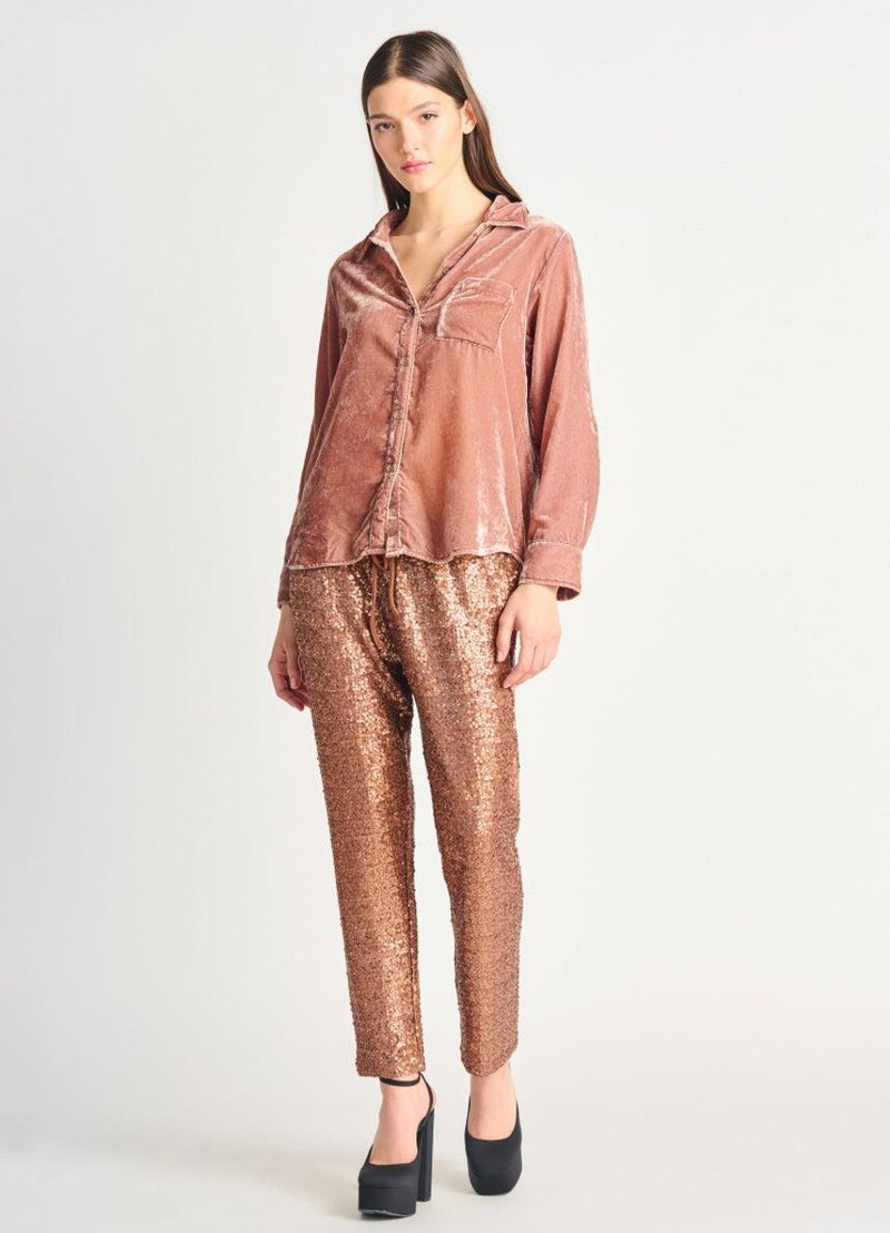 Barely Pink Velvet Button Up-110 Long Sleeve Tops-Boutique Top, Pink Velvet Button Up, Top, Tops, Velvet Button Up Top, Velvet Top-[option4]-[option5]-[option6]-Womens-USA-Clothing-Boutique-Shop-Online-Clothes Minded