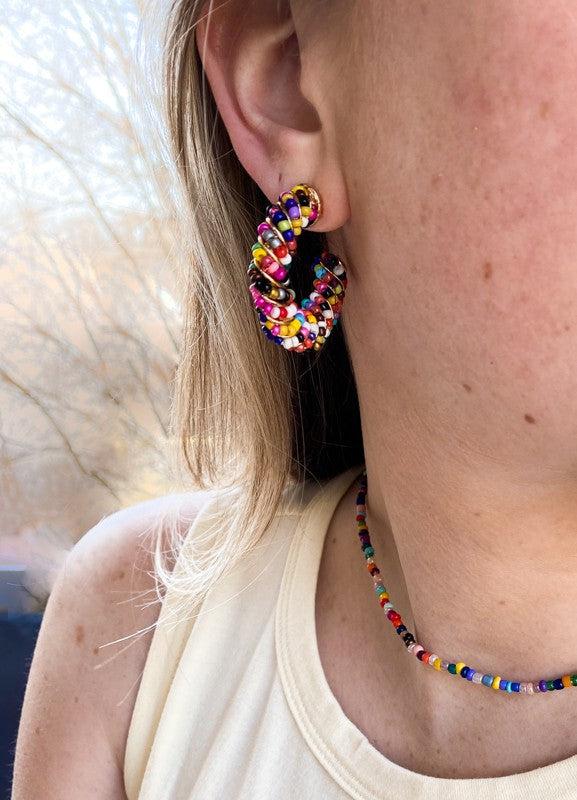 Beaded Statement Hoops-180 Jewelry-Beaded Hoops, Beaded Statement Hoops, Bold Beaded Hoops, Hoops, twisted hoops-[option4]-[option5]-[option6]-Womens-USA-Clothing-Boutique-Shop-Online-Clothes Minded