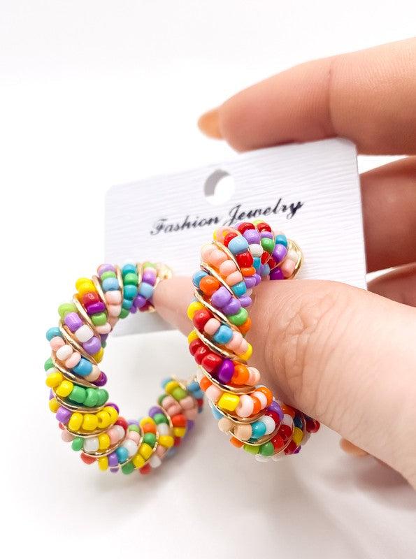Beaded Statement Hoops-180 Jewelry-Beaded Hoops, Beaded Statement Hoops, Bold Beaded Hoops, Earrings, Hoop Earrings, Hoops, twisted hoops-[option4]-[option5]-[option6]-Womens-USA-Clothing-Boutique-Shop-Online-Clothes Minded