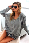 BiBi Contrast Stitching V-Neck Long Sleeve T-Shirt-BiBi, Ship from USA-[option4]-[option5]-[option6]-Womens-USA-Clothing-Boutique-Shop-Online-Clothes Minded