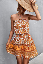 Bohemian Frill Trim Strapless Dress-Dress-Boutique Dress, Dress, Floral Dress, Ship From Overseas, Summer Dress, YO-[option4]-[option5]-[option6]-Womens-USA-Clothing-Boutique-Shop-Online-Clothes Minded